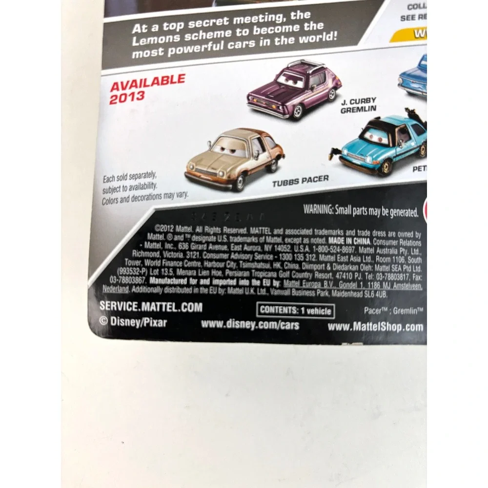 Disney Pixar Cars Tubbs Pacer Lemons Mattel Diecast New Sealed